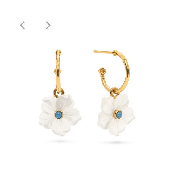 Mermaid Garden Hoop Earrings with Flower Charm (Price Firm) - Picture 1 of 4